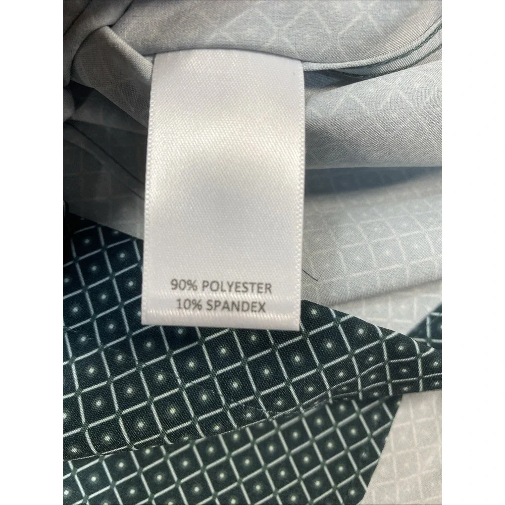 Murano Mens Small Performance Button Down Slim Fit Green Geometric Pattern NWT